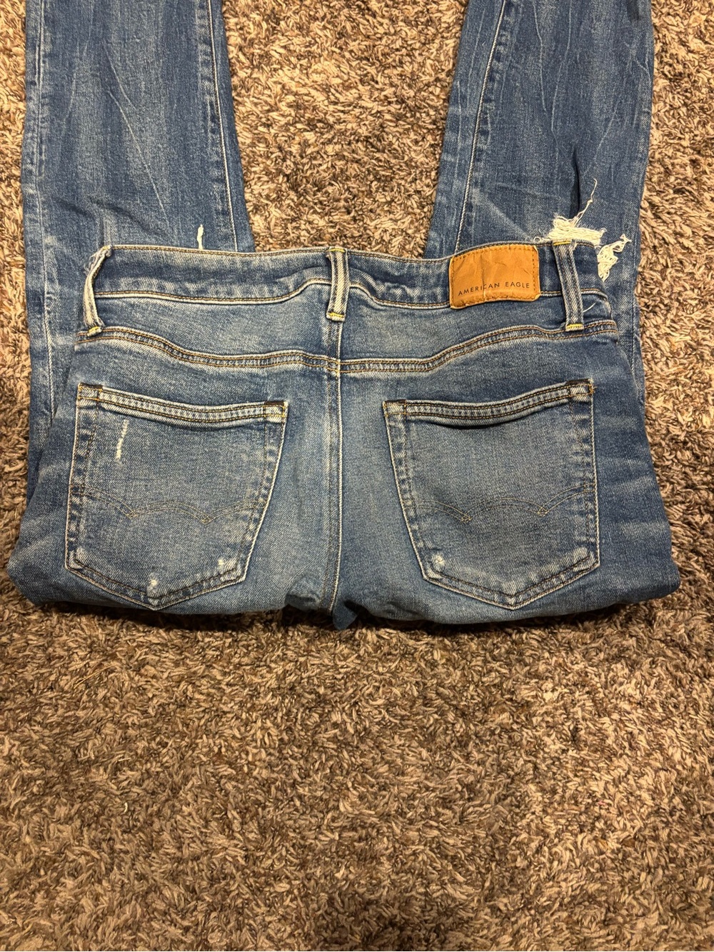 Mens American Eagle Outfitters Athletic Skinny Distressed Blue Denim Jeans